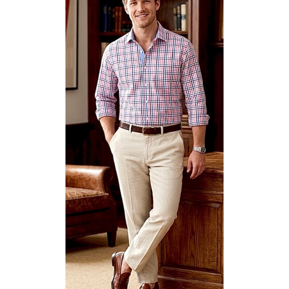 HAWES & CURTIS LONDON MENS CLASSIC FIT CHECK SHIRT 19/38 LUXURY COTTON PREPPY